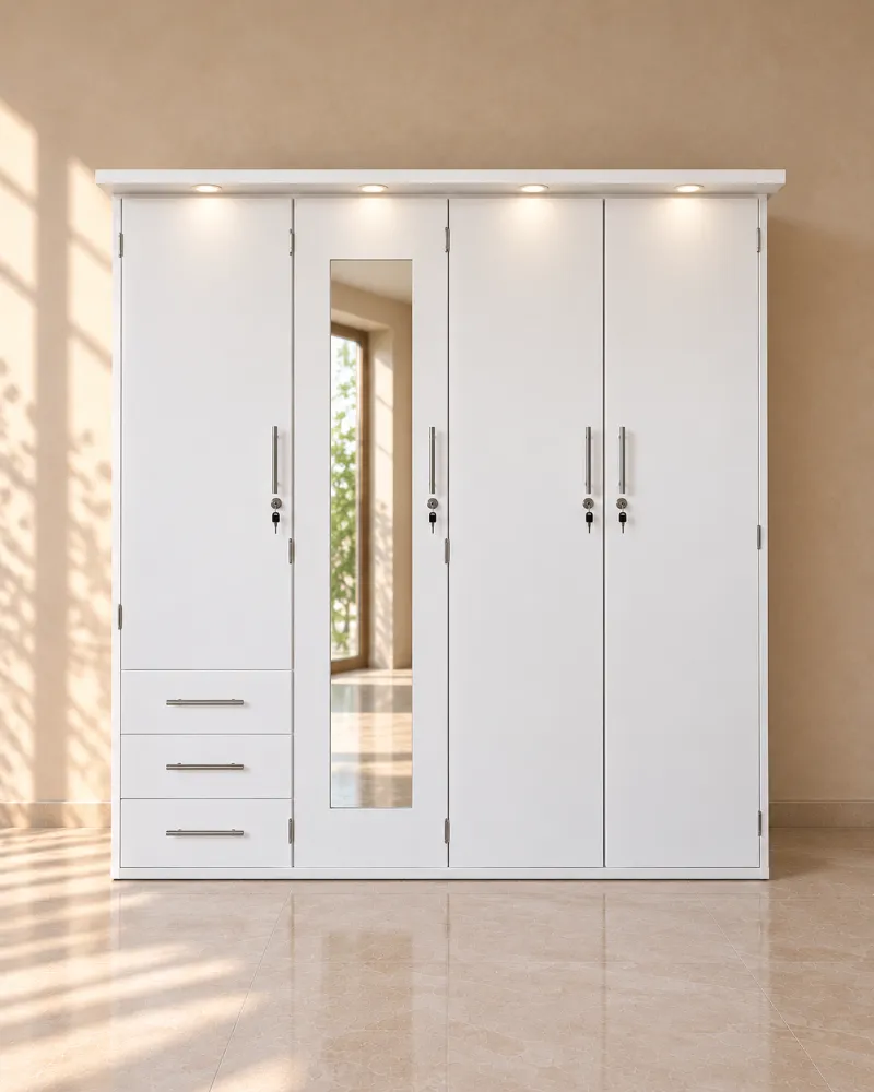 Clóset de 4 puertas con espejo central