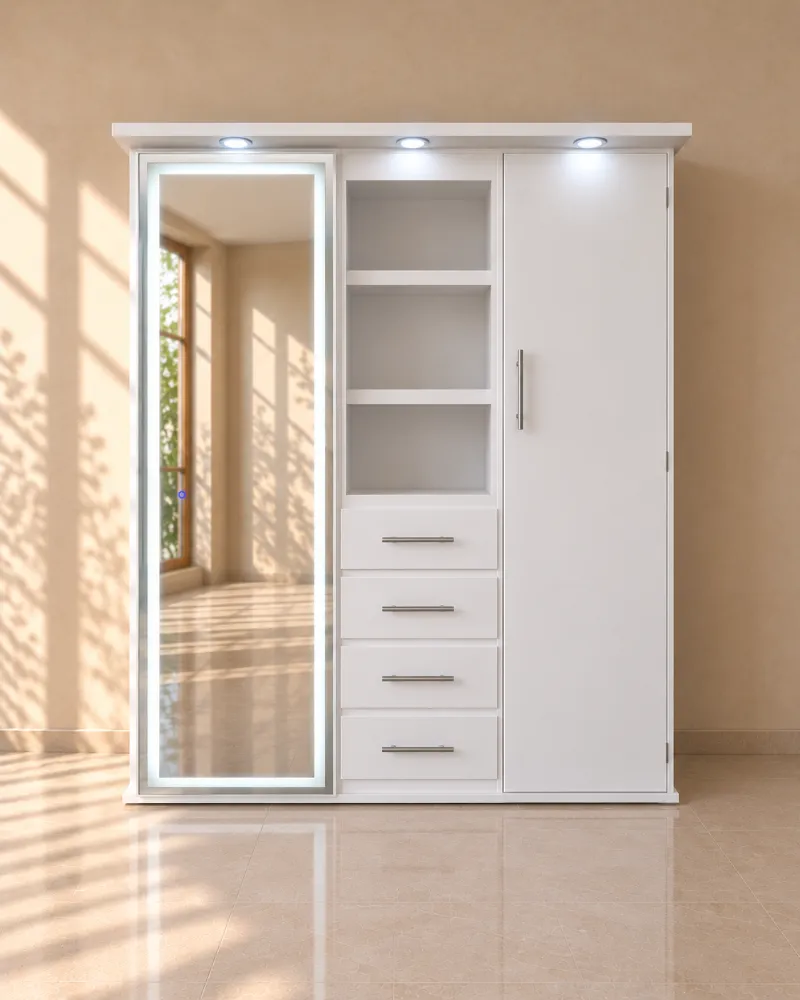 Clóset blanco con espejo LED