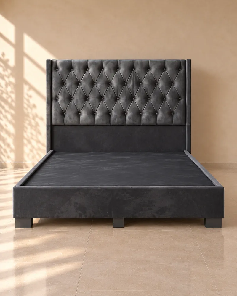Cama capitoné de base baja