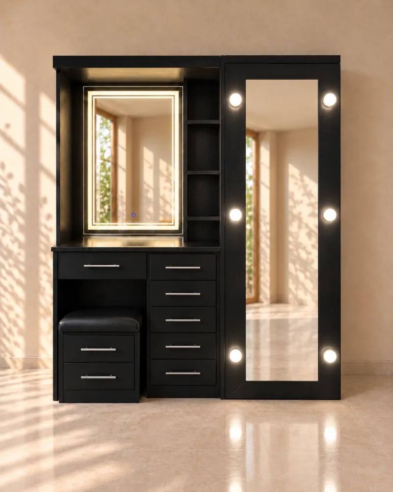 Set negro LED con espejo de cuerpo entero