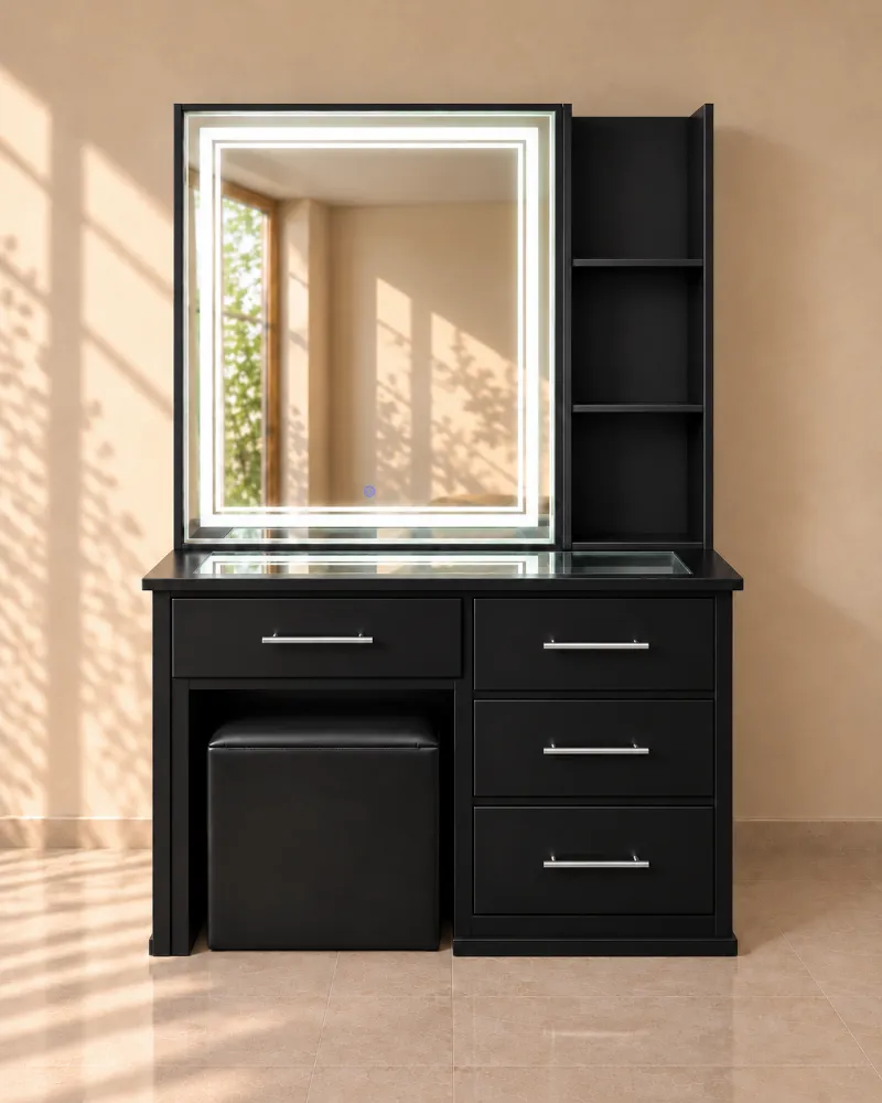 Peinadora negra compacta LED