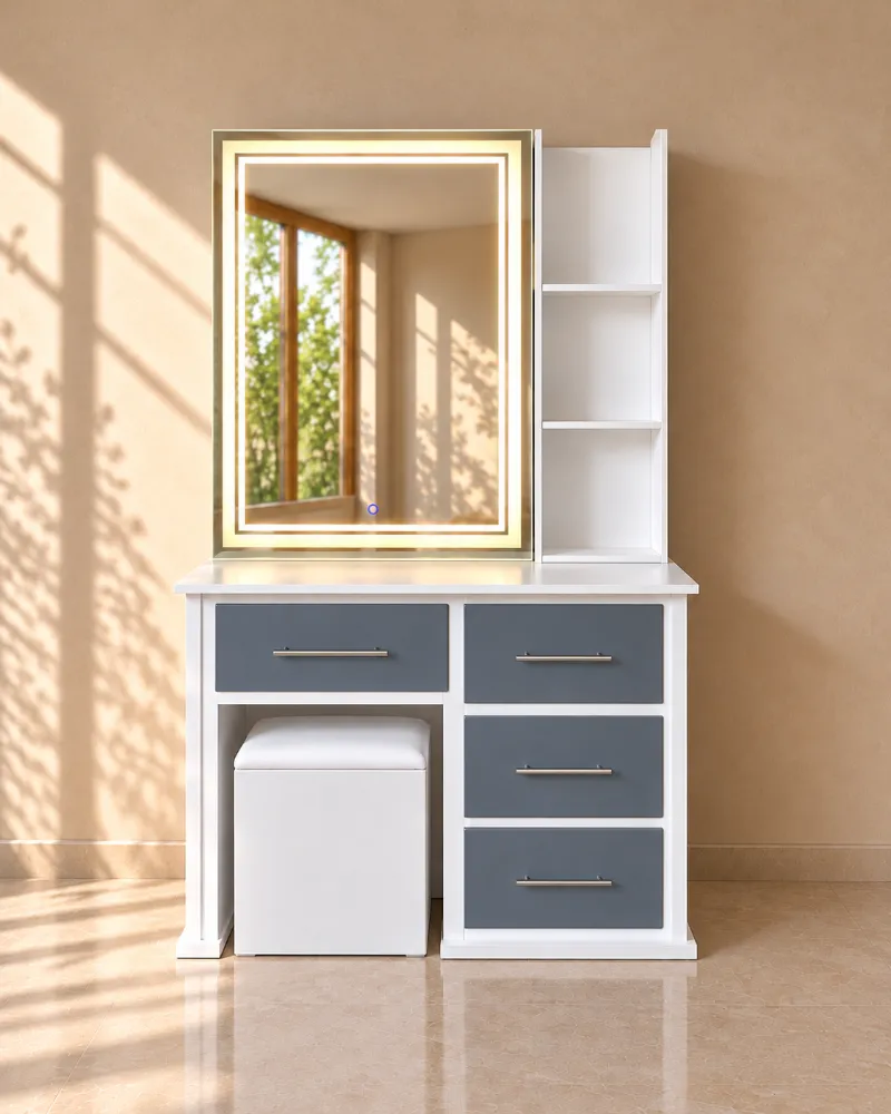 Peinadora bicolor blanco y gris