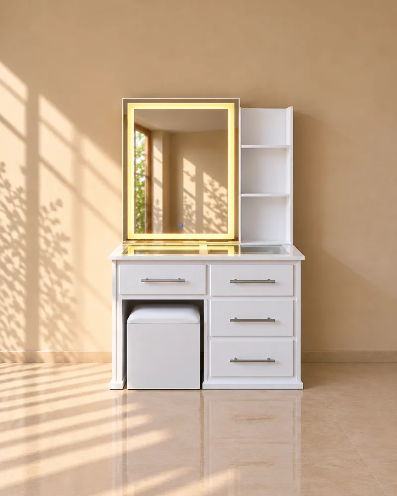 Peinadora compacta con luz cálida