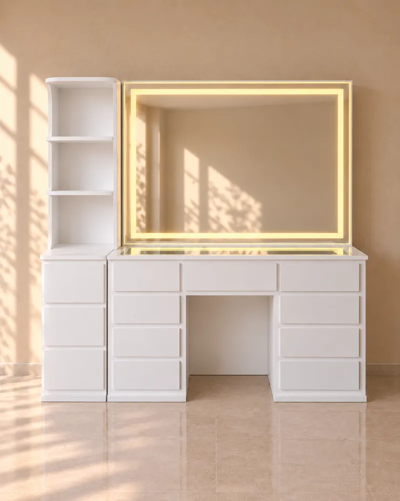 Peinadora de frentes lisos con espejo LED