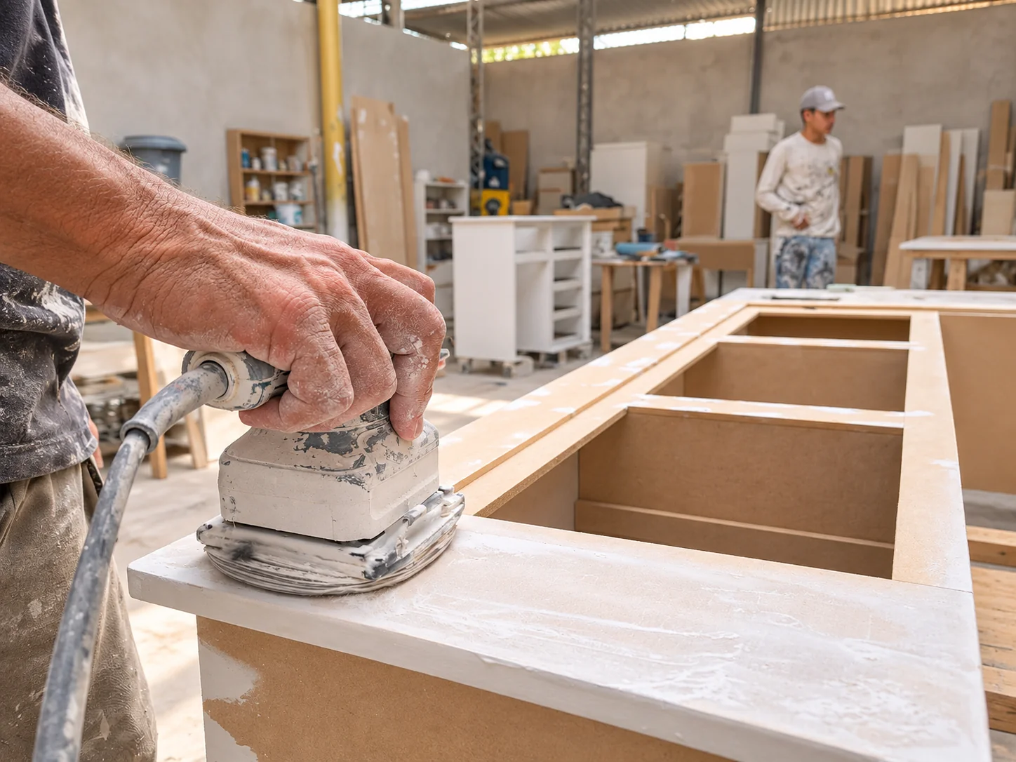 Lijadora sobre el borde de un mueble